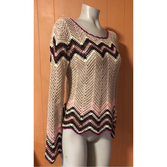 Anthropologie Sweaters - Anthropologie Hazel Crocheted Chevron Sweater M